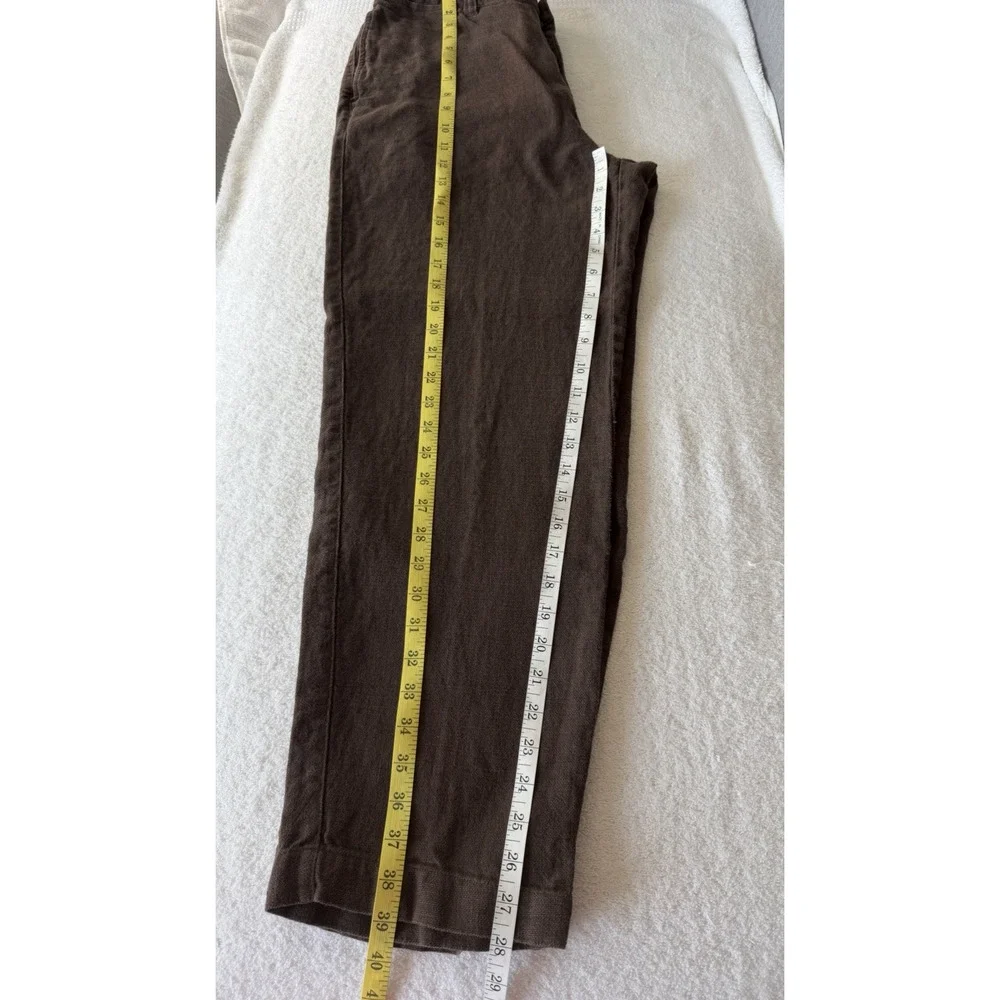 Vintage Gap Pants 34x30 100% thick Linen Trouser Brown Flat tapered 90s Unisex